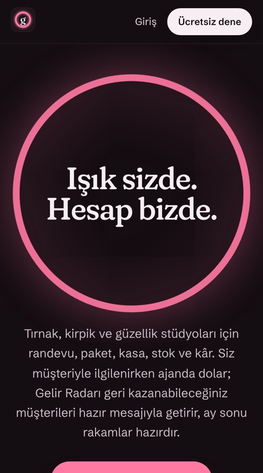 GüzellikSeansım ana ekranı
